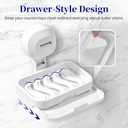 Soap Dish for Shower, Removable Suction Cup Bar Soap Holder, Wall Mounted Soap Case for Bathroom Countertop, Kitchen & Bathroom Shower Essentials Accessories (White)