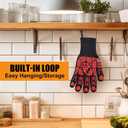 BBQ Gloves, Oven Gloves, 1472F Extreme Heat Resistant Barbecue Gloves, Silicone Non-Slip Oven Mitts, Kitchen for Cooking, Grilling, and Baking (Red)