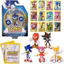 Sonic The Hedgehog Display Figures Set - Party Favors Bundle with 5 Figurines Including Sonic, Amy, Tails Cake Toppers and More Plus Stickers