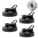 FyndraX Pour Spout Lids for Ball Regular Mouth Mason Jars, Airtight Canning Jar Flip Cap Top Lid for Drinking, Salad, Dressing Pouring, Leak-Proof, Black Pack of 4