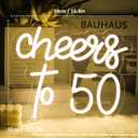 Cheers to 50 Neon Sign Happy 50th Birthday LED Signs for Wall Decor Warm White Neon Light Sign Letter Neon light Cheers to 50 Years Neon Signs for Bedroom Bar Birthday Wedding Party Decor