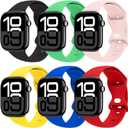 THWALK 6 Pack Sport Bands Compatible with Apple Watch Band Ultra 3/2/1 49mm, Series 11/10 46/42mm, 9/8/7 45/41mm, SE/6/5/4 44/40mm, 3/2/1 42/38mm for Women Men (Black/Bright Green/Chalk Pink/Yellow/Royal Blue/Red)