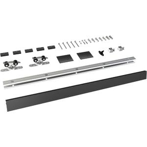 JUBEST 6FT Barn Door Hardware Kit, Aluminium Alloy Box Rail Hardware, Low Clearance Sliding Door Track for Classic Modern Interior Single Wooden Door,Black