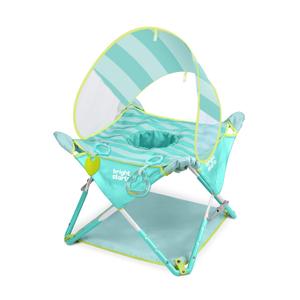 Bright Starts Pop 'N Jump Portable Baby Activity Center, Indoor Outdoor Use, Lightweight, Carrying Bag, Canopy, 6-12 Months - Sky Stripes Blue