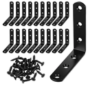 20 PCS Black L Brackets 3.1"x 3.1", Heavy Duty Corner Braces Right Angle Brackets 80 X 80 MM for Wood Chair Bookshelf Cabinets Furniture, Included 120 Screws Set Of 6