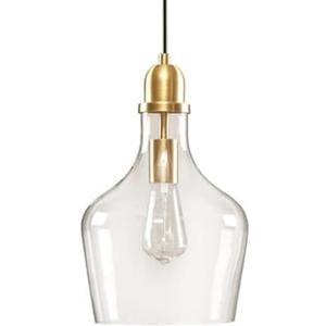INK+IVY Auburn Pendant Lighting for Dining Room, Industrial Kitchen Lights, Hand-blown Glass Bell Shaped Pendant Light for Kitchen Island, Foyer, Bedroom, 9" Dia x 95.5" H, Gold/Clear