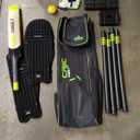 Cric-Addict Legender Cricket Set for Kids, Kit with legguards,Gloves,Bag,Ball,4stumps,2stands,2bails & a Strong Plastic bat for Initial Training, for Boys Girls(Size-5) up to 12 Years