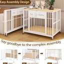 39" Foldable Dog Crate Furniture, Natural Wood