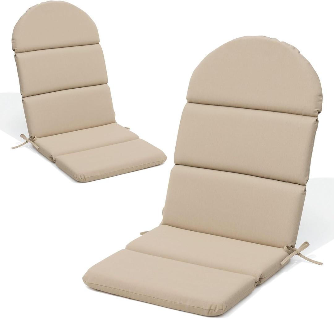Crestlive 50x19.6 Inch Adirondack Chair Cushion Set of 2, Waterproof, Fade Resistant, High Back Outdoor Rocking Chair Cushion for Patio, Beige
