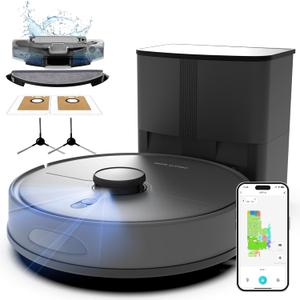 Self-Emptying Robot Vacuum and Mop, 6000Pa Powerful Suction, 90-Day Hands-Free,LiDAR Navigation, Smart Mapping, App & Alexa Control, Robotic Vacuum for Pet Hair, Carpets and Hard Floors
