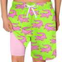 BFUSTYLE Boys Swim Trunks Kid Swim Short with Compression Liner Little Boys Bathing Suit (10-12 Years, B1 Crocodile)