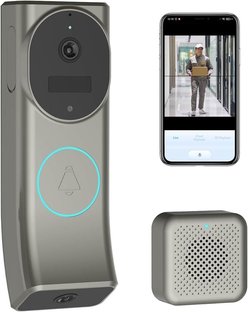 Dual Camera Video Doorbell Wireless - Front Door Camera with Delivery Guard, 5MP Ultra HD Doorbell with Chime,Package Detection,AI Humanoid Alerts,2-Way Talk, Battery Powered,No Monthly Fee