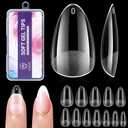 4 x Short Almond Gel Nail Tips: 240 PCS Pre-Shaped False Acrylic Nail Tips Clear Fake Nails Extension Full Cover for Nail Manicure Home DIY Women 12 Sizes