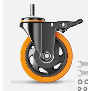 Caster Wheels 1600Lbs, Threaded Stem Casters Set of 4 Heavy Duty, Safety Dual Locking Industrial Castors, Wheels for Cart, Furniture