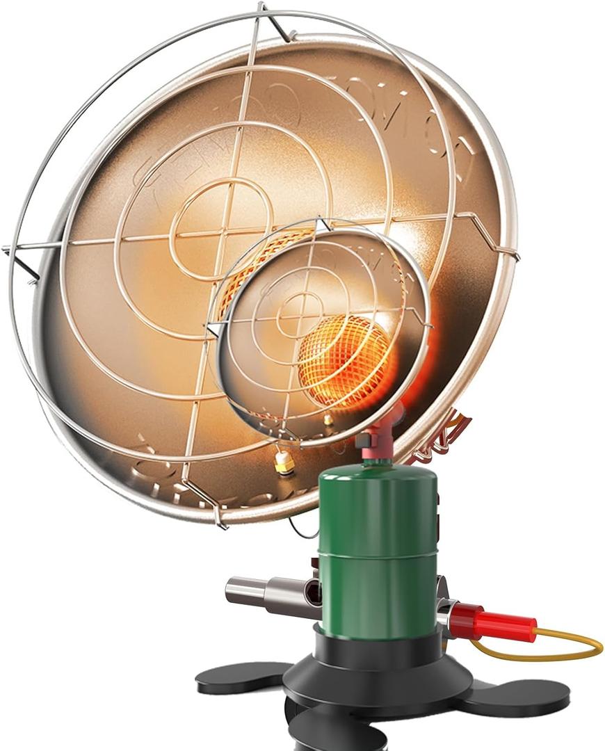 Buyplus Portable Propane Heater, Portable Camping Heater Outdoor with Ignition, Control Valve, Gas Cylinder Base for Tent, Fishing, Garage