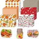 Yeaqee 600 Pieces Fall Wax Paper Sheets Thanksgiving Christmas Parchment Paper Sheets Sandwich Wrapping Pumpkin Maple Leaf Waterproof Oil Food Basket Liners for Autumn Home Party Kitchen