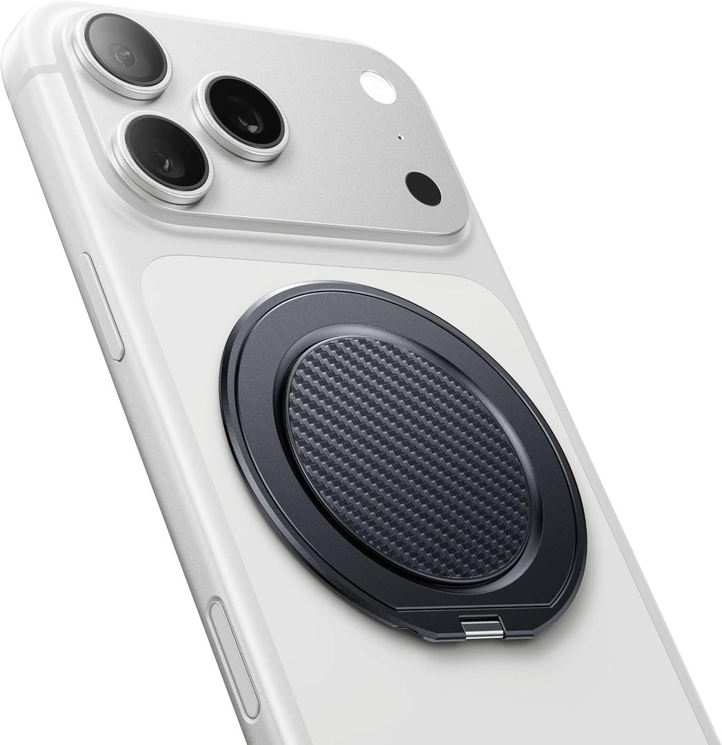 andobil [2026 Ultra-Thin] Magnetic Phone Grip for MagSafe [360 Rotate] Magnetic Cell Phone Ring Holder & Kickstand for MagSafe Accessories & iPhone 17 Air 16 Pro Max Plus 15 14 13 12, Carbon Fiber