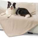 Bedsure Waterproof Dog Blankets for Extra Large Dogs - XL Cat Blanket Washable for Couch Protection, Sherpa Fleece Puppy Blanket, Soft Plush Reversible Throw-XL Furniture Protector, 50x70, Cream