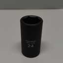 TIGHTSPOT 3/8 Inch Drive - 24 mm Deep Impact Socket with Anti-Rounding 6 Point Design, Heat-Treated CRMO Steel, Metric