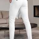 GINGTTO Mens Skinny Pants Tapered Leg Stretch Slim Fit Dress Pants for Men (White, XL)