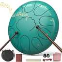 Rain Drum for Outside Garden, 8 Inches 11 Notes Steel Tongue Drum, Waterproof Meditation Rain Chime, Musical Instruments for Adult Gift with Bag, Music Book, Mallets (Lake Blue)