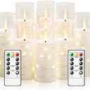 kakoya Flameless LED Candles with Timer 9 Pc Flickering Flameless Candles for Romantic Ambiance and Home Decoration Stable Acrylic Shell,with Embedded Star StringBattery Operated CandlesWhite