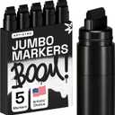 ARTISTRO 5 Black Acrylic Paint Pens, Acrylic Paint Markers Jumbo Tip, Fabric Markers for Textile, Canvas, Rock, Glass, Wood, Paper, DYI, Pens for Kids and Adults