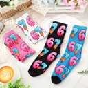 Whaline 4 Pairs Meme 6 7 Socks Ice Cream Socks White Black Blue Pink Sock for Holiday Party Gift Supplies (M)