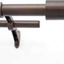 Deco Window 1 Inch Double Curtain Rod for Windows Adjustable 36 to 66 Brown Oil Rubbed with Barrel Finials & Bracket Set