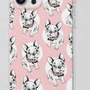 AKORAVO Full Protective Shockproof Slim Soft TPU Clear iPhone 14/13 6.1 Case, Cute Cartoon Animal Pet Dog Puppy French Bulldog Pink