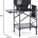 EVER ADVANCED 30.7" Seat Height Directors Chair for Makeup Artist with Side Table Easy Get in Out for Elderly Tall Camping Chair Supports 350lbs Black