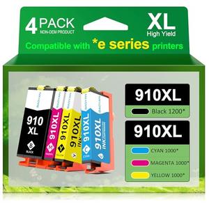 910XL Ink Cartridges Replacement for HP 910xl Ink Cartridges Combo Pack with OfficeJet Pro 8025e 8015e 8028e 8035e 8025 8035 8020 Printer (Black, Cyan, Magenta, Yellow)