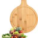 Bamboo Cutting Board Set 3PCS,Meat Chopping Boards,Pizza Peel Paddle with Handle for Homemade Baking Pizza Bread Cake Fruit Vegetables (3PCS Set- Board)