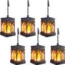 KOOPER 6 Pack Solar Lanterns Outdoor Waterproof, Upgraded Flickering Flame Modes + Constant Modes Hanging Solar Lantern Lights for Outside, Lanterns Decorative Outdoor for Garden Table Yard Tree Decor