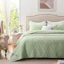 LEAONME Quilt Set King Size 3 Pieces, Lightweight Sage Green Bedspread-98''x106'', Soft Microfiber Summer Quilt, Luxurious Warm Coverlet Sets for All Seasons (Includes 1 Quilt, 2 Shams)