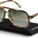 livho Trendy Polarized Aviator Sunglasses Women Men, Retro Sun Glasses for Women Men 2025, Oversized UV Protection Shades (Olive Tortoise/Gradient Green)