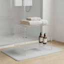 21" Acrylic Shower Bench with Storage Shelf - Waterproof Bath Stool for Spa & Shower, Heavy-Duty Seating (Holds 400lbs) - Ideal for Shaving Legs & Organizing Items