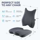 Seat Cushion & Lumbar Support Pillow: Memory Foam Chair Pad Back Cushion for Office Chair Car Seat Wheelchair Travel, Reduce Tailbone Pressure and Improve Comfort, Orthopedic Sciatica Hip Pain Relief, Black