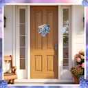 Barydat Spring Door Decorations Blue Hydrangea Wreaths Sign Flowers Spring Door Hanger Rustic Wooden Easter Welcome Hanging Wreath Decorations for Summer Front Indoor Home Porch Wall Windows