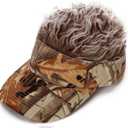 Men's Hair Visor Sun Hats Visor with Hair Fake Hat with Hairs for Men Novelty Spiked Adjustable Baseball Caps Funny Gift (Camouflage and Khaki)