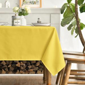 Horaldaily Yellow Tablecloth 60104 Inch Rectangular, Stain and Wrinkle Resistant Washable Table Cloth, Decorative Polyester Table Cover for Party Picnic Dinner Decor