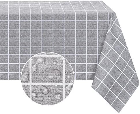 Romanstile Rectangle Plastic Tablecloth, 100% Waterproof Oil-Proof Checkered PVC Table Cloths, Heavy Duty Vinyl Table Covers for Dining, Camping, Picnic, Outdoor - 54 x 78 Inch, Grey