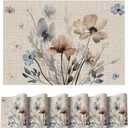 Artoid Mode Brown Poppy Floral Vinyl Spring Placemats Set of 6, Wipeable Plastic Woven PVC Table Mats for Party Kitchen Dining Decor, 12x18 Inch