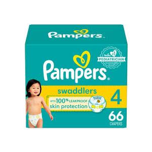 Pampers Swaddlers Diapers, Size 4 (15-34 lbs), 66 Count, Absorbent, Keeps Baby Dry and Comfortable, Skin Safe Disposable Baby Diaper 