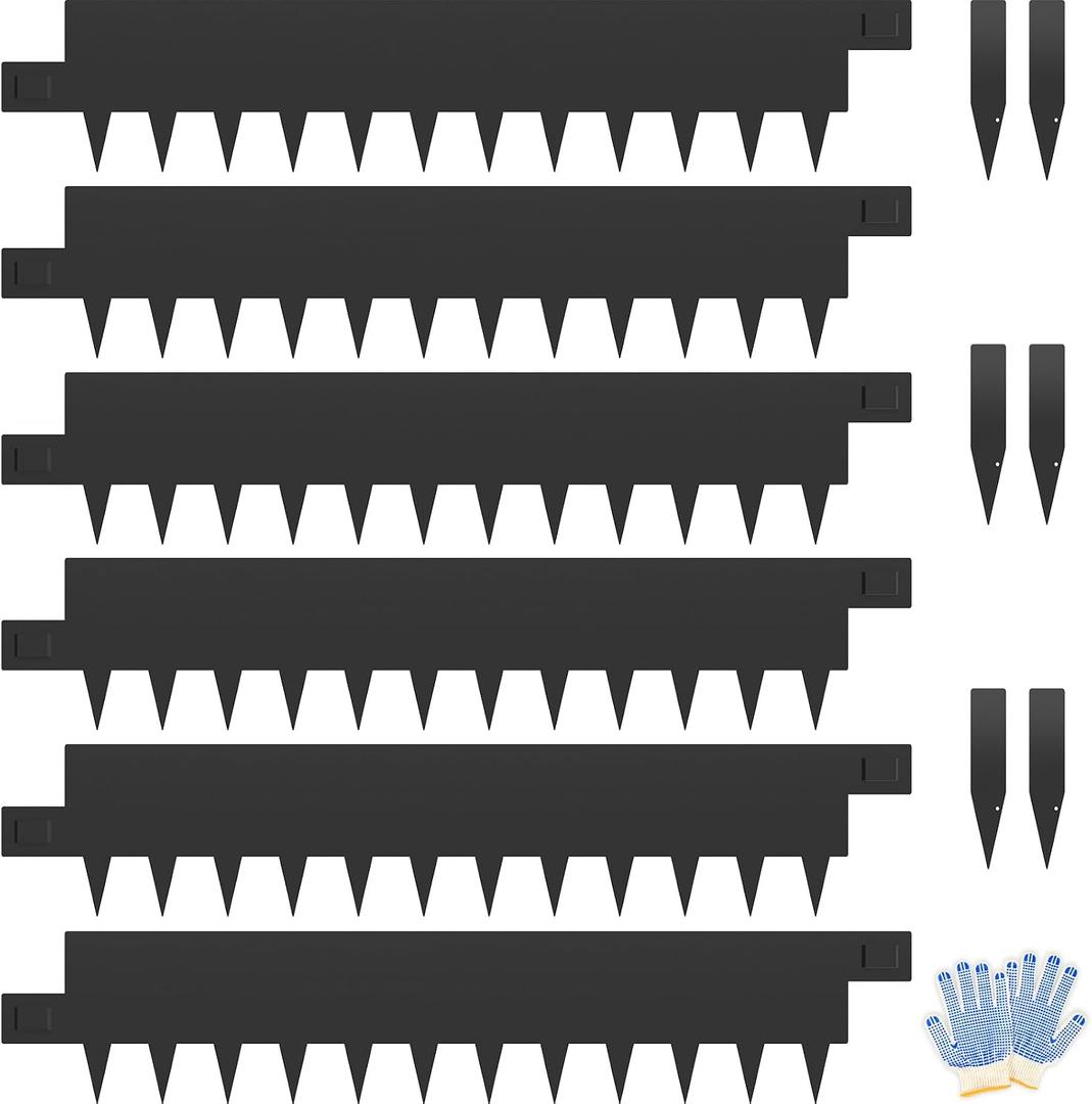 6PCS Metal Edging for Landscape - 40" L x 10" H Each (20ft Total),Metal Edging Border with 6 Clips, Galvanized Steel Edge for Lawn Yard
