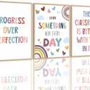 2 x 3pcs Motivational Classroom Posters Wall Art Rainbow Nursery Wall Decor Pictures Children's Affirmation Canvas Prints Paintings Bohemian Kids Room Artwork School Class Decor 810 Inch Unframed (Learn Every Day)