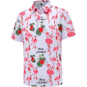 Men's Christmas Shirt Short Sleeve Santa Claus Party Casual Golf Polo Shirts for Men, XL