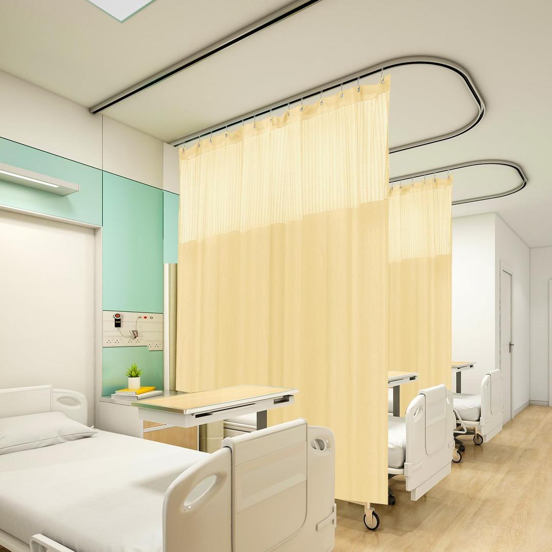 Flame Retardant Hospital Curtain Room Divider with Grommet, Cubicle Divider Privacy Medical Curtain for Hospital, Medical Clinic, Lab,School(1 Panel, 12x8FT,Beige)