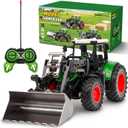 Remote Control Tractor Toy for Kids 3-5, 1/24 Scale Kids RC Truck Tractor with Light and Sound Farm Vehicle Toys for Toddlers Boys Girls 3 4 5 6 7 8 9 Year Old Birthday Gift