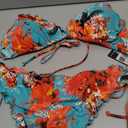 RELLECIGA Women's Wavy Bikini Set (XX-Large, Blue Floral)